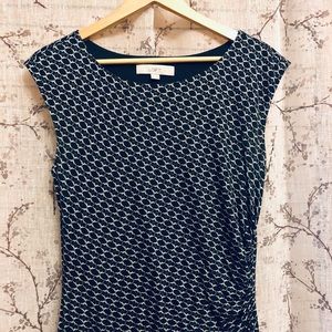 Ann Taylor Loft blue print jersey cap sleeve dress